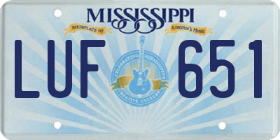 MS license plate LUF651