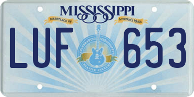 MS license plate LUF653