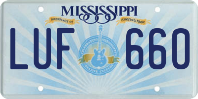 MS license plate LUF660