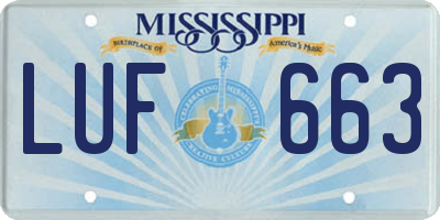 MS license plate LUF663