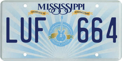 MS license plate LUF664