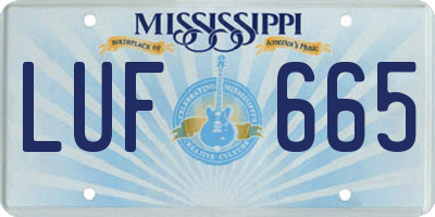 MS license plate LUF665
