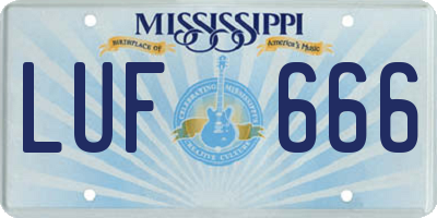 MS license plate LUF666