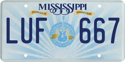 MS license plate LUF667