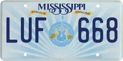 MS license plate LUF668