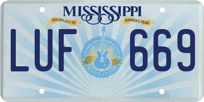 MS license plate LUF669