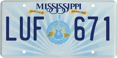 MS license plate LUF671
