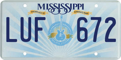 MS license plate LUF672