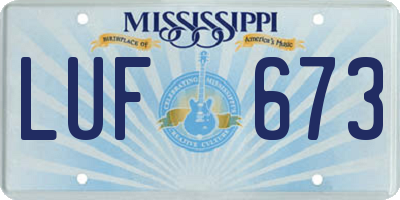 MS license plate LUF673
