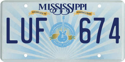 MS license plate LUF674