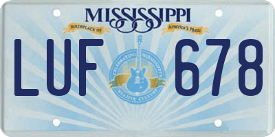 MS license plate LUF678