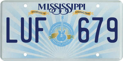 MS license plate LUF679