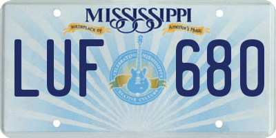 MS license plate LUF680