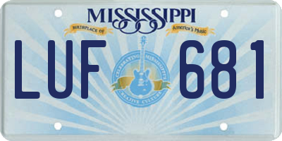 MS license plate LUF681