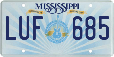MS license plate LUF685