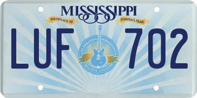 MS license plate LUF702