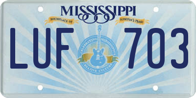 MS license plate LUF703