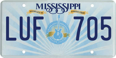MS license plate LUF705