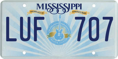 MS license plate LUF707