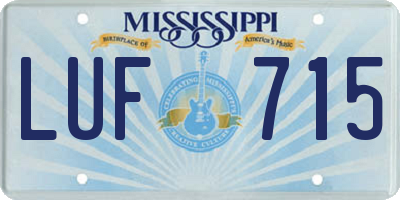 MS license plate LUF715