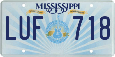 MS license plate LUF718