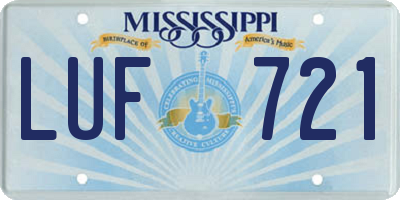 MS license plate LUF721
