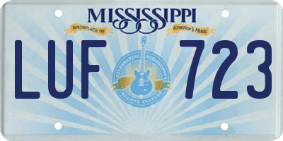 MS license plate LUF723