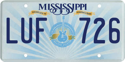 MS license plate LUF726