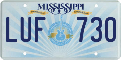 MS license plate LUF730