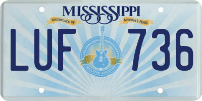 MS license plate LUF736