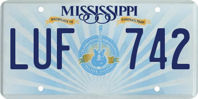 MS license plate LUF742