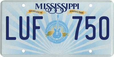 MS license plate LUF750