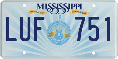 MS license plate LUF751