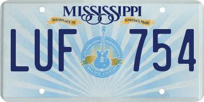 MS license plate LUF754