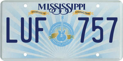 MS license plate LUF757