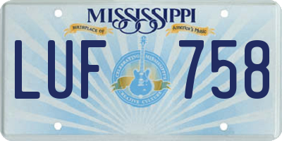 MS license plate LUF758