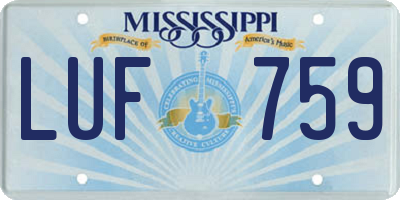 MS license plate LUF759