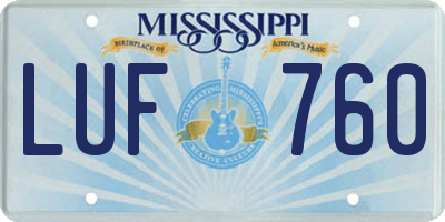 MS license plate LUF760