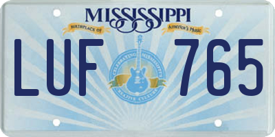 MS license plate LUF765