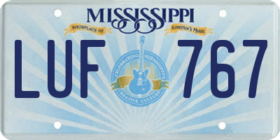 MS license plate LUF767