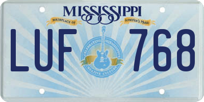 MS license plate LUF768
