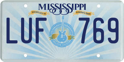 MS license plate LUF769