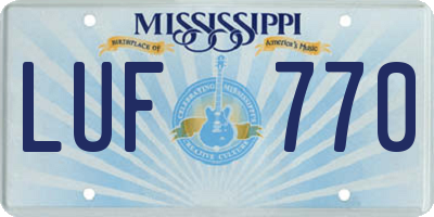 MS license plate LUF770