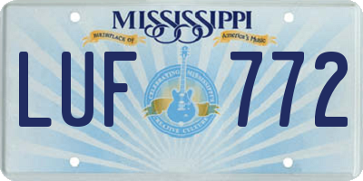 MS license plate LUF772