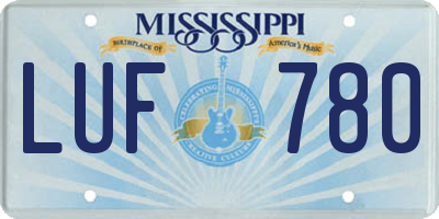MS license plate LUF780