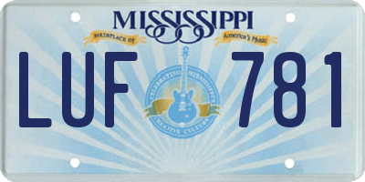 MS license plate LUF781
