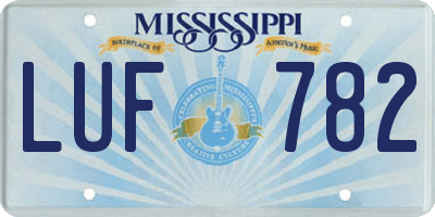 MS license plate LUF782