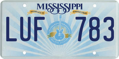 MS license plate LUF783