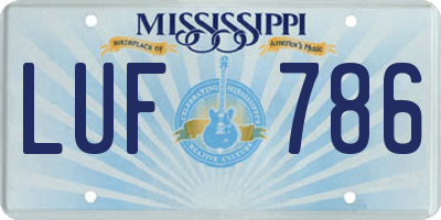 MS license plate LUF786