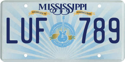 MS license plate LUF789